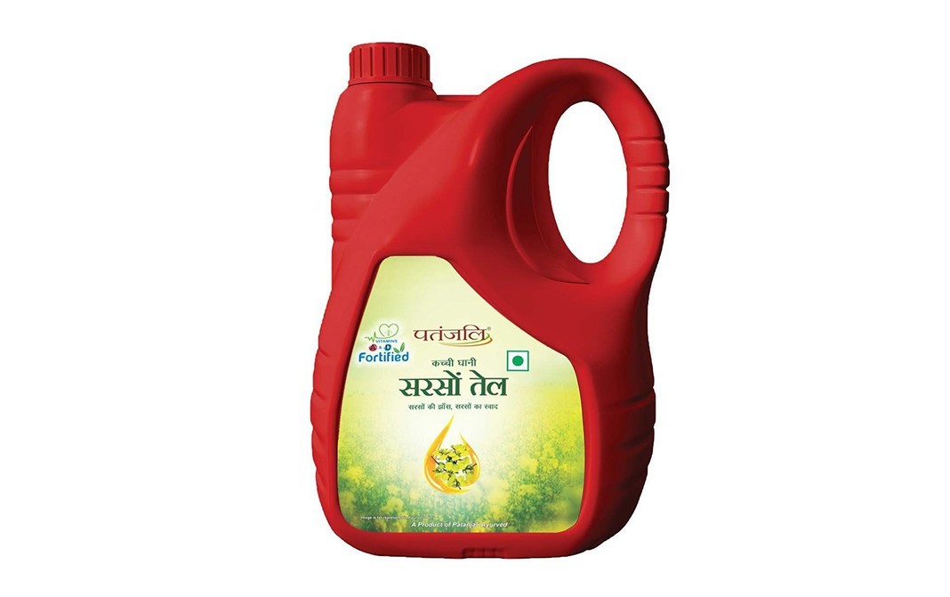 Patanjali Kachi Ghani Mustard Oil    Plastic Container  5 litre
